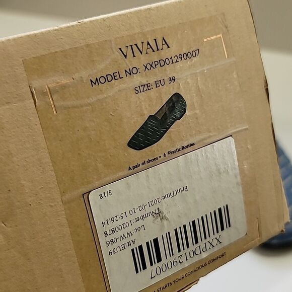 Vivaia NWT Square-Toe Patterned Loafers Blue Textured Slip-On Shoes - Picture 9 of 11